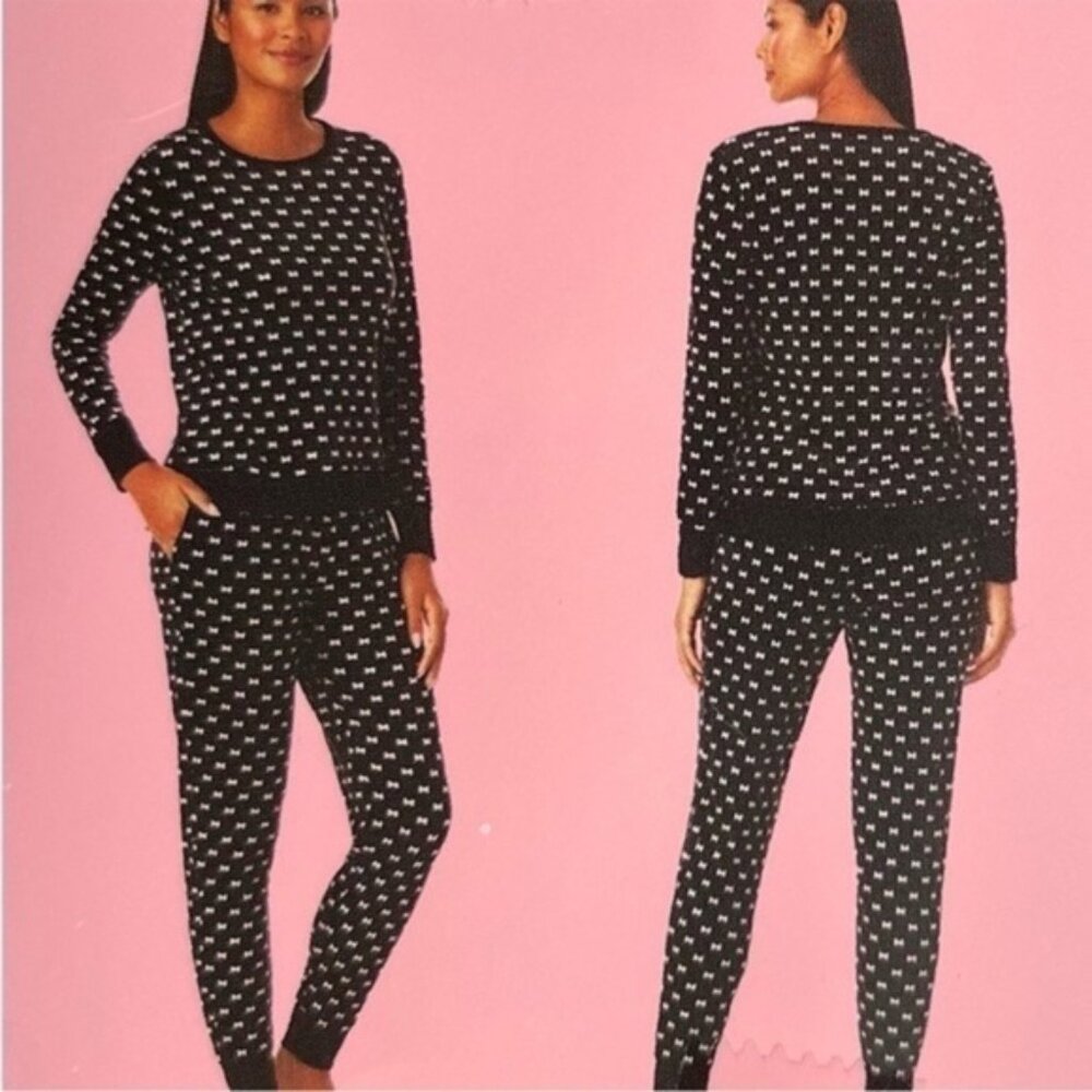 NWTKateSpade2PiecePajamaSetBlackwPinkBowsXLXXL